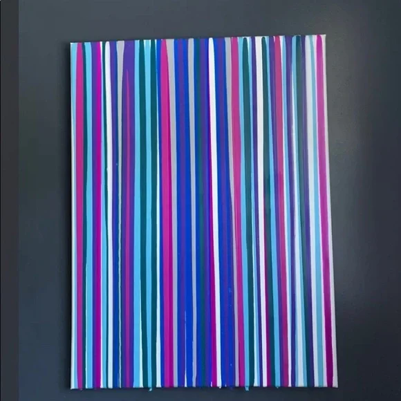 Acrylic striped painting on stretched canvas